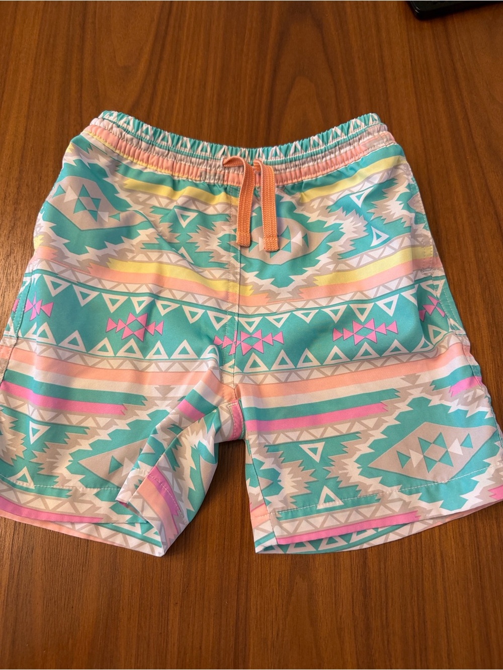 chubbies Kids Aztec Swim Trunks - Mint, Coral & Pink